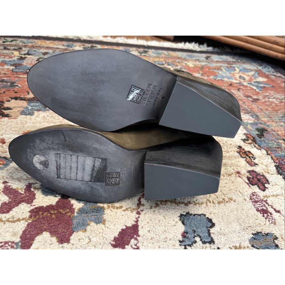 Eileen Fisher 9 Brown Billie Tag Leather Back Zip Block Heel Booties Boots $198 - Picture 12 of 12